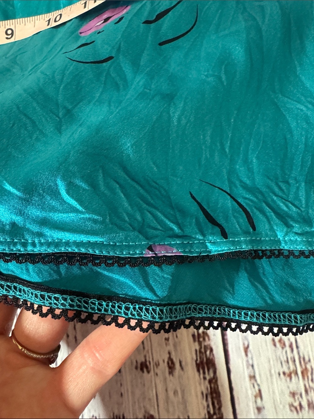 Betsey Johnson Vintage Teal Satin Midi Marylin Monroe Dress - Picture 9 of 9